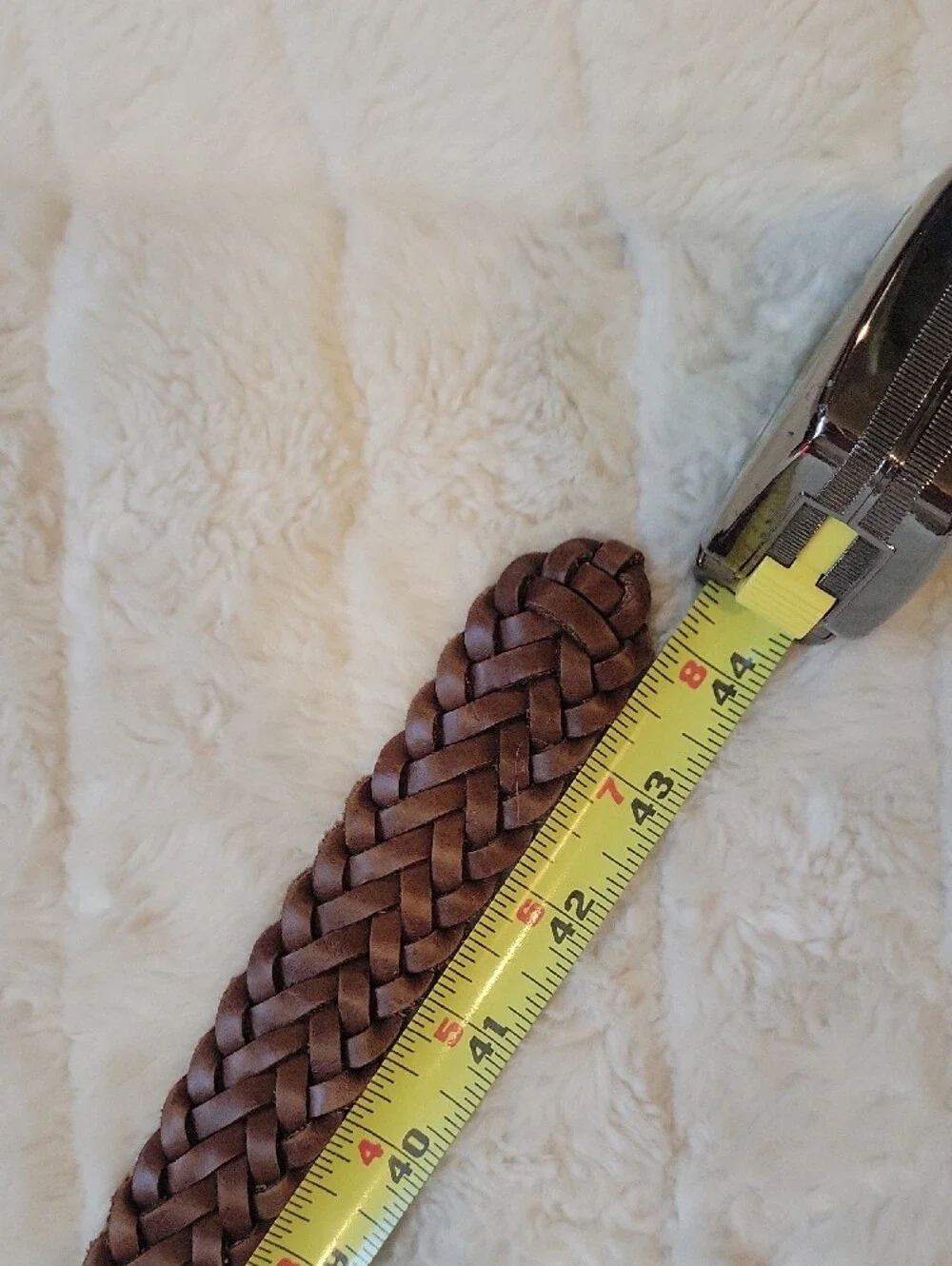 Vintage Braided Brown Leather Belt - Classic Casual Style
